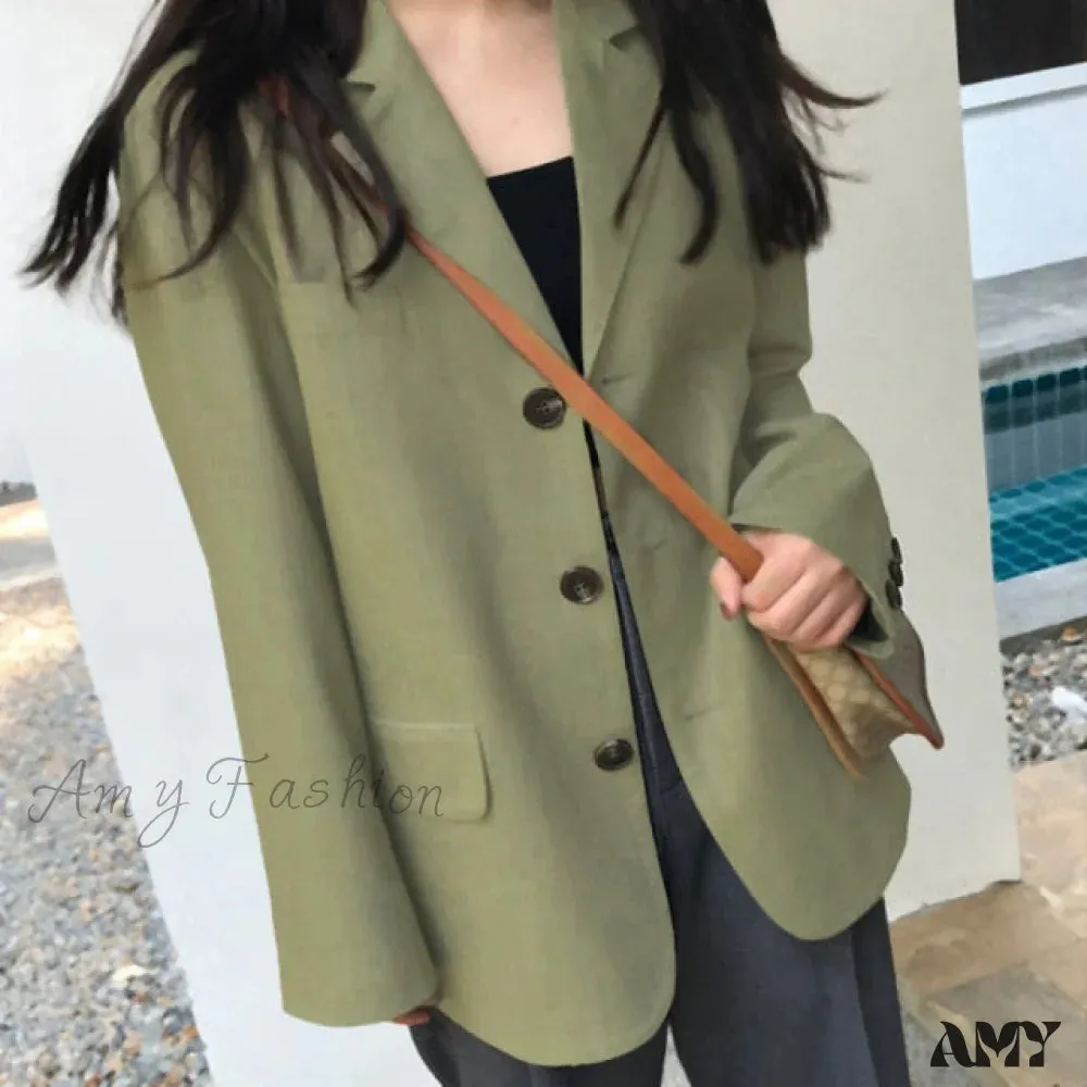 Amy Fashion - Casual Grey Solid Colors Single Breasted Blazer