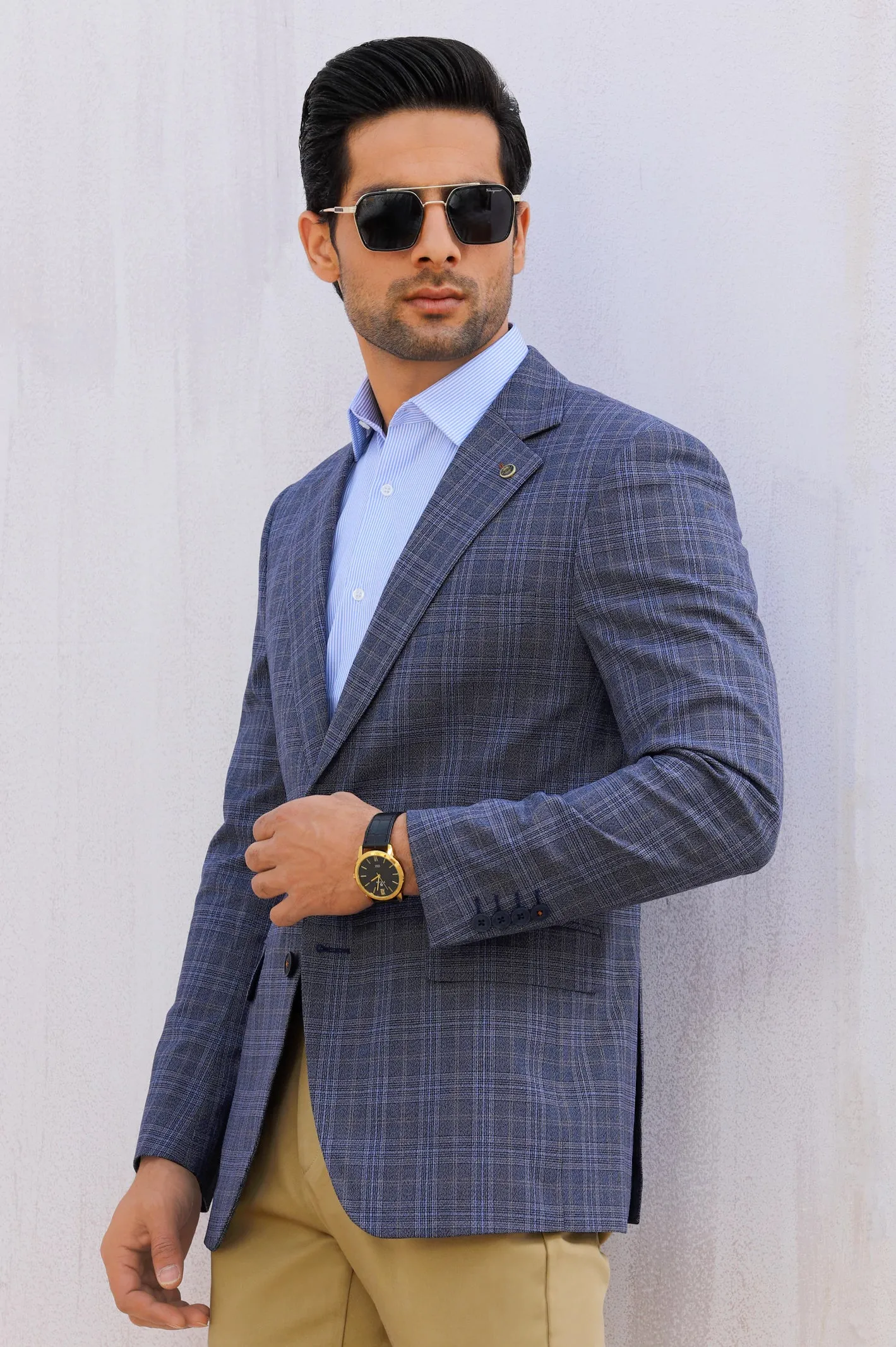 Blue Glen Plaid Check Blazer for Men