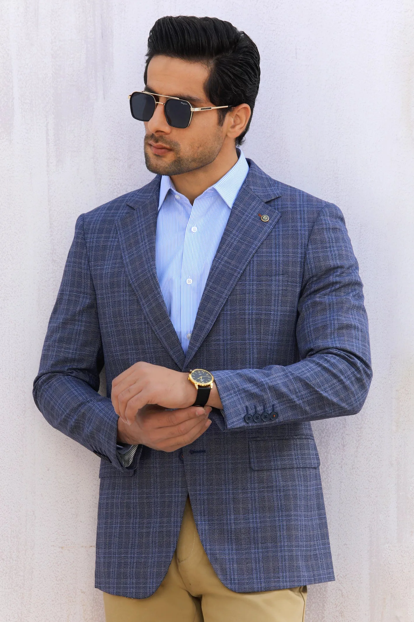 Blue Glen Plaid Check Blazer for Men