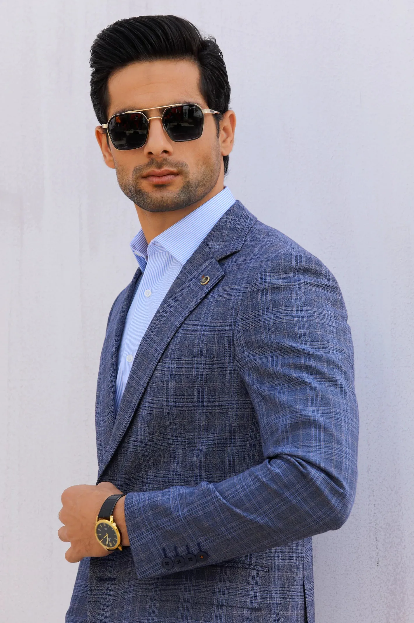 Blue Glen Plaid Check Blazer for Men