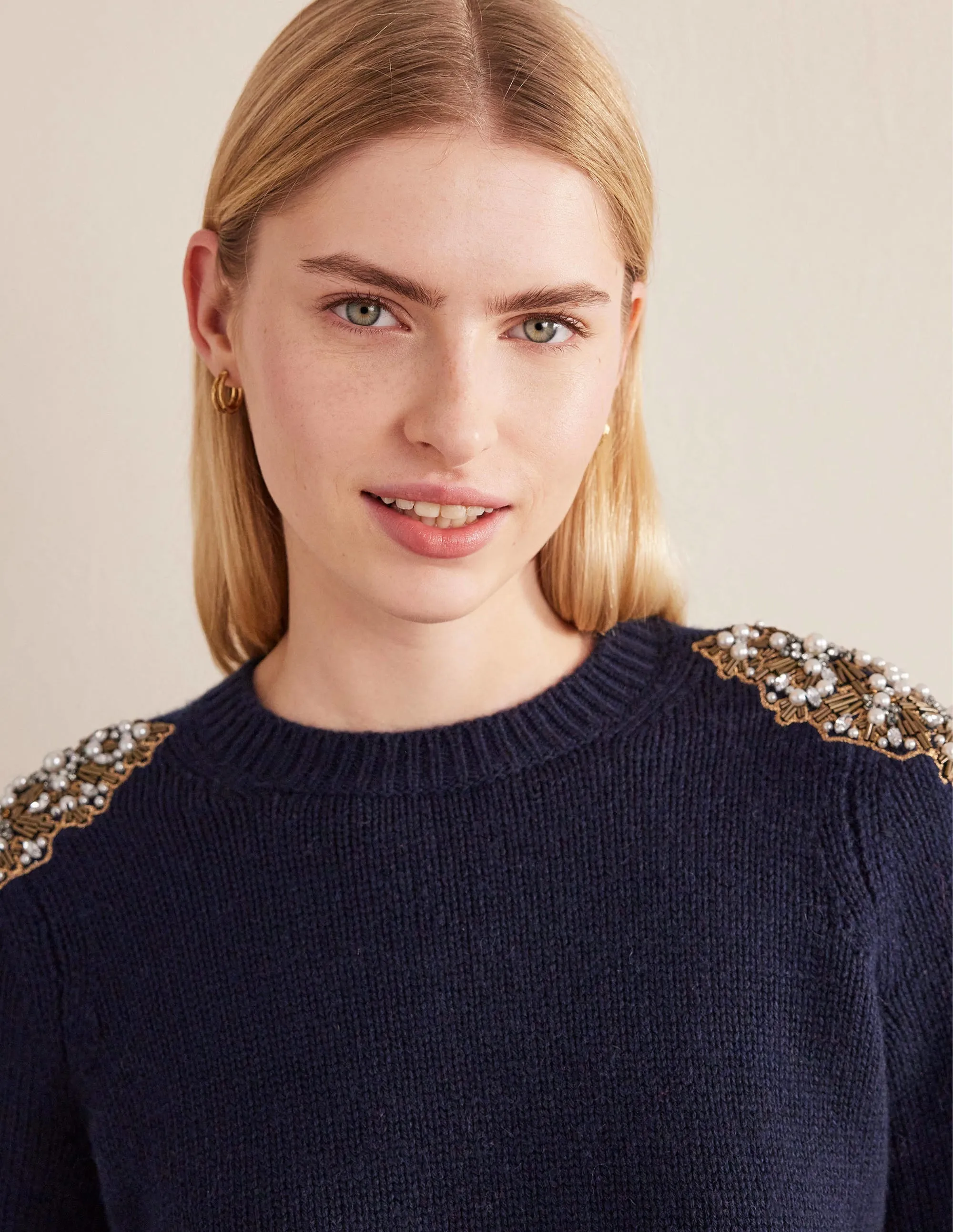 Embellished Jumper-Navy Embellishment