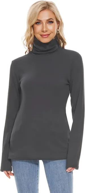 H HIAMIGOS Womens Turtleneck Long Sleeve Top Fleece Lined Sweatshirt Lightweight Ultra Soft Base Layer