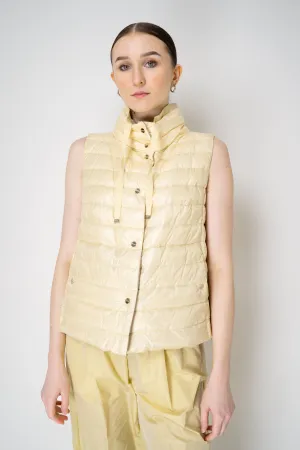 Herno Reversible Padded Vest in Pastel Yellow / Beige
