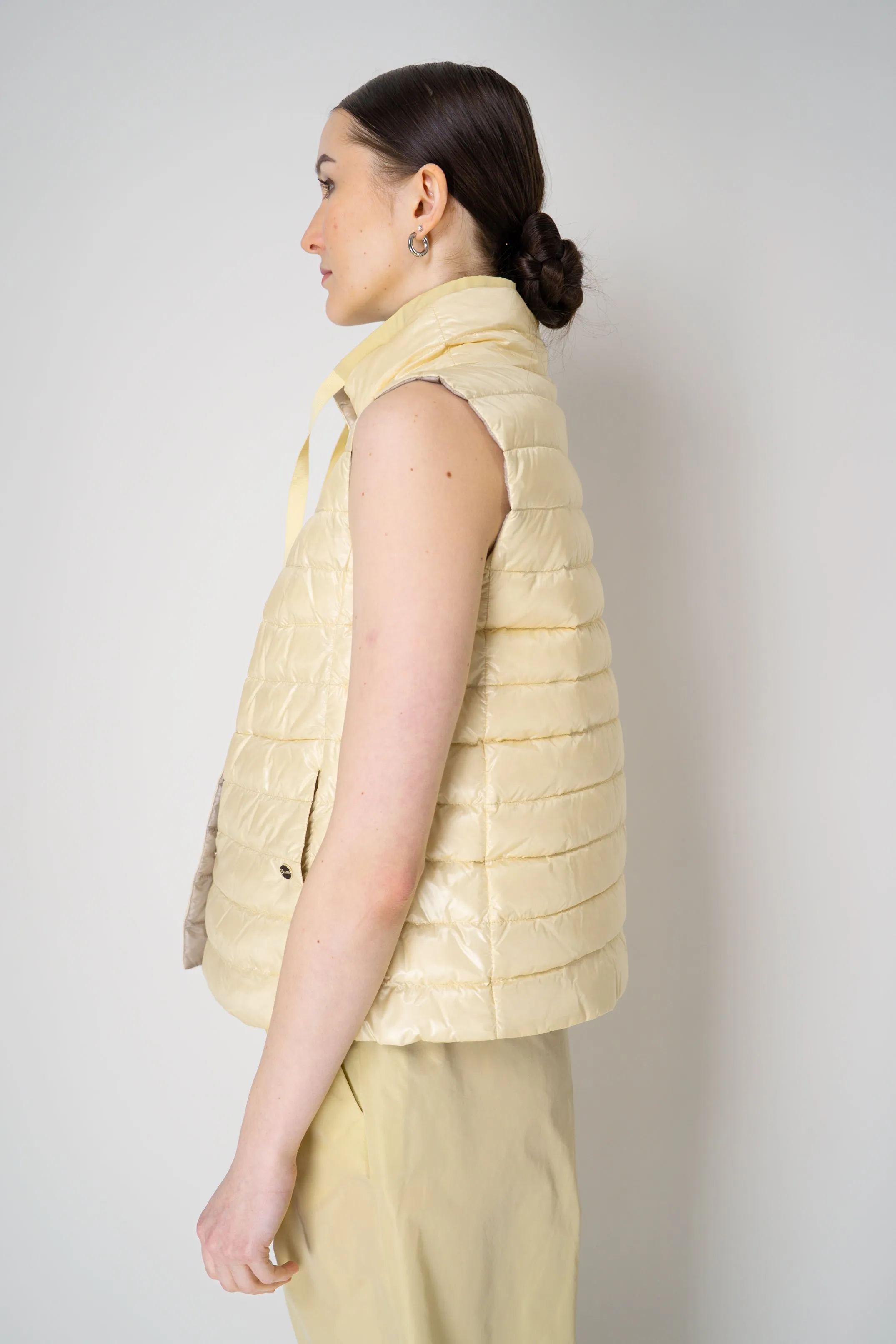 Herno Reversible Padded Vest in Pastel Yellow / Beige