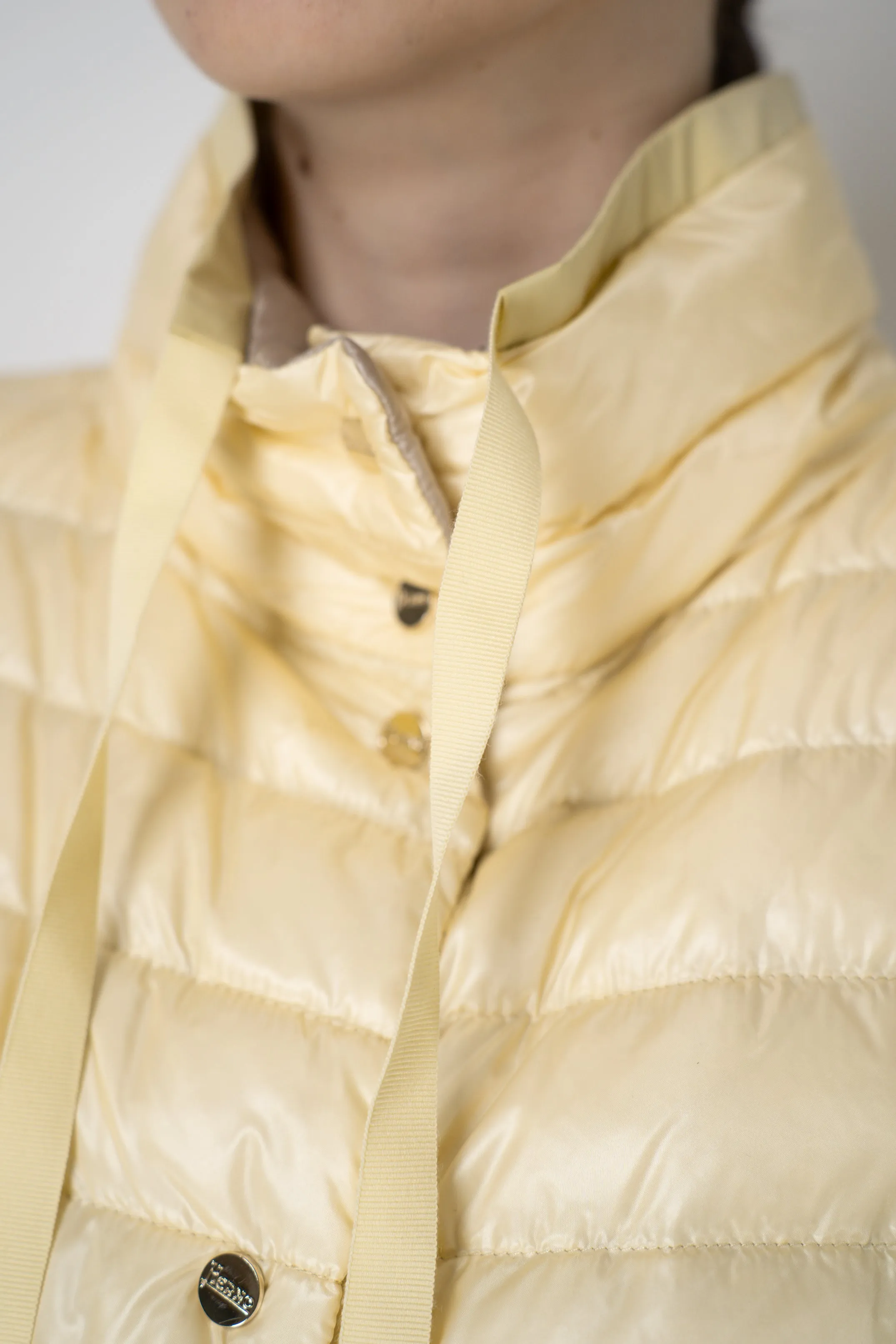 Herno Reversible Padded Vest in Pastel Yellow / Beige