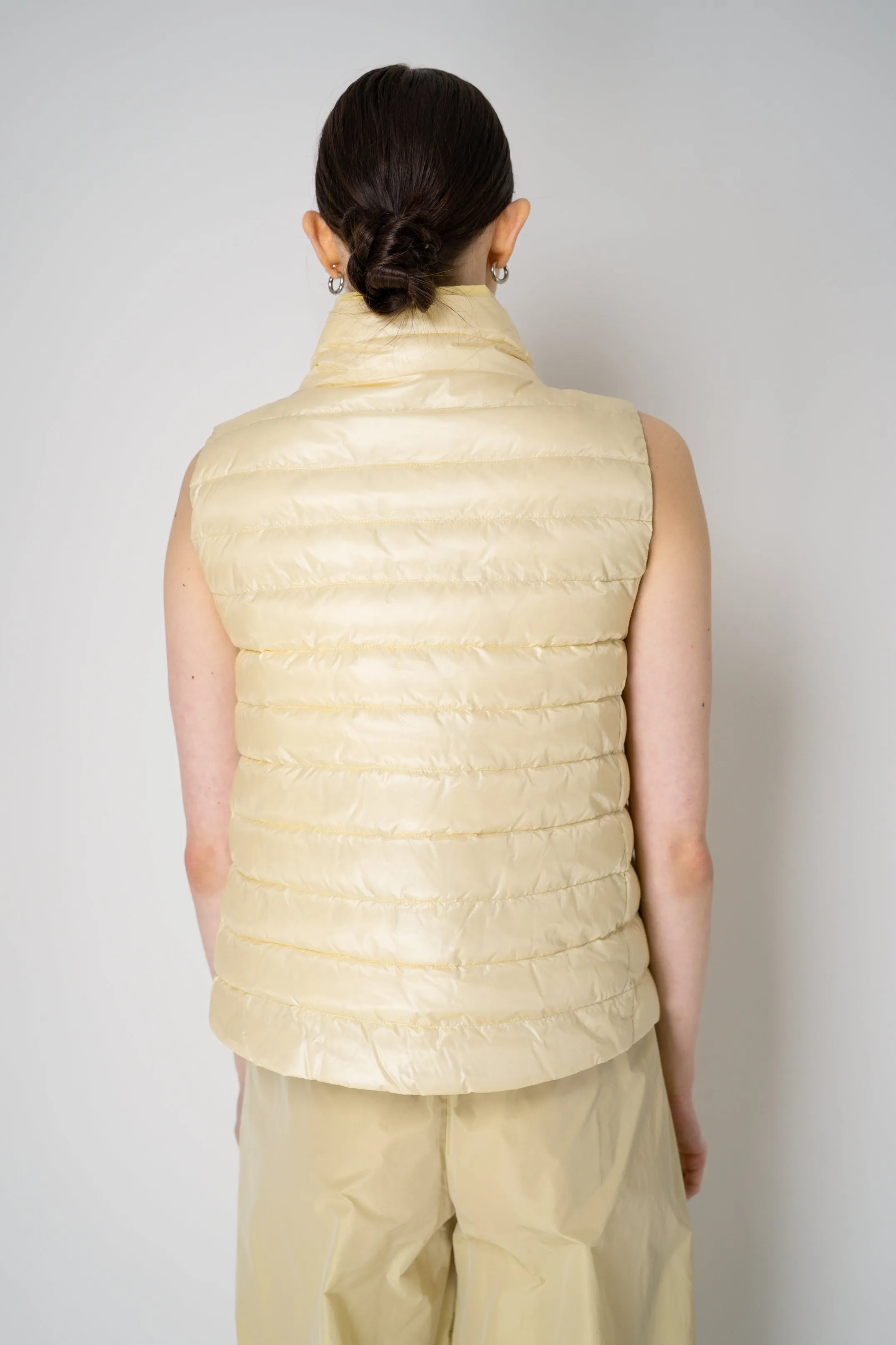 Herno Reversible Padded Vest in Pastel Yellow / Beige
