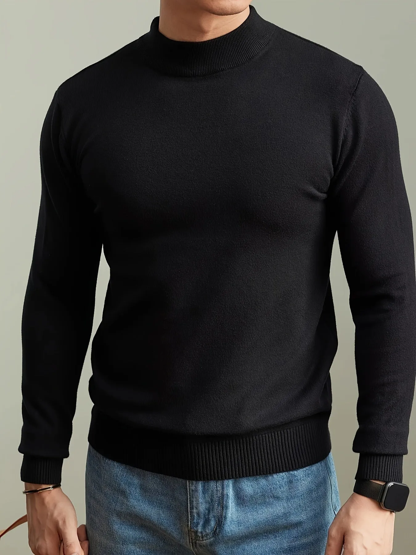 JASLEN | High-Neck Knitted Mens Pullover Sweater