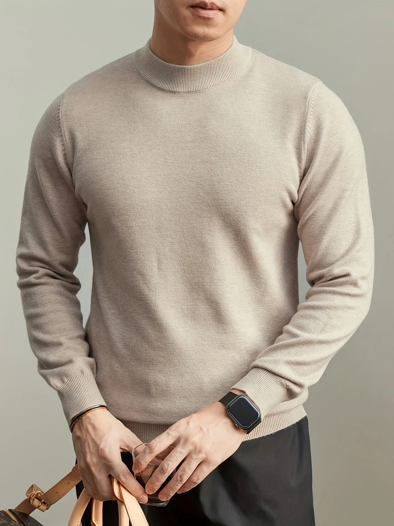JASLEN | High-Neck Knitted Mens Pullover Sweater