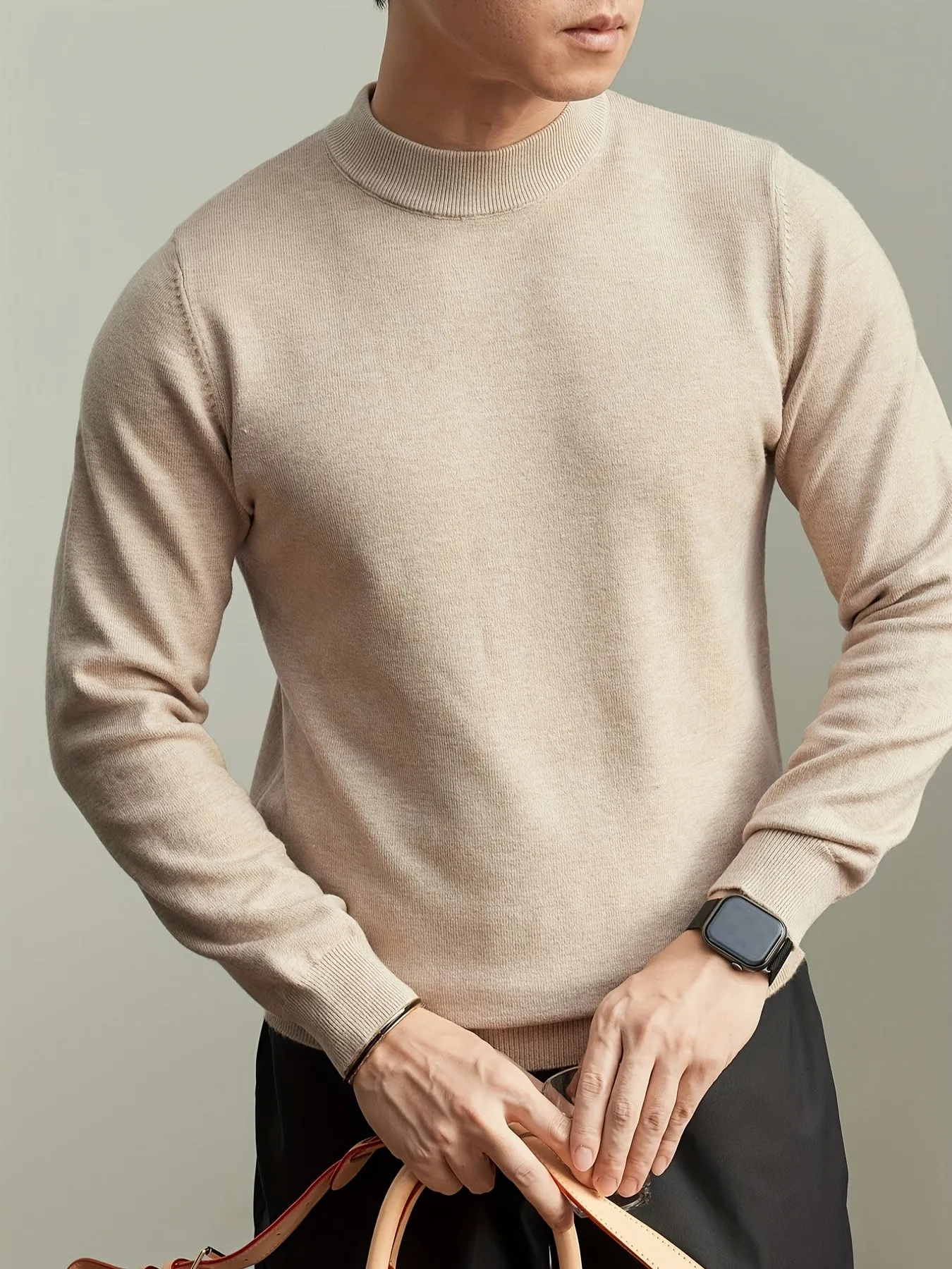 JASLEN | High-Neck Knitted Mens Pullover Sweater