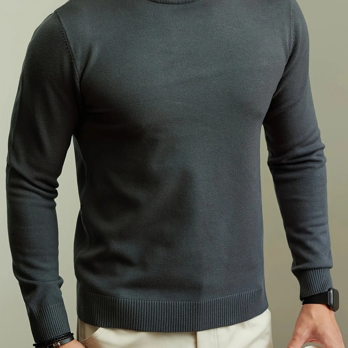 JASLEN | High-Neck Knitted Mens Pullover Sweater