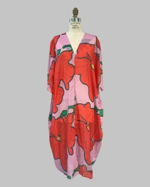Jumbo Hibiscus Floral Print Kaftan