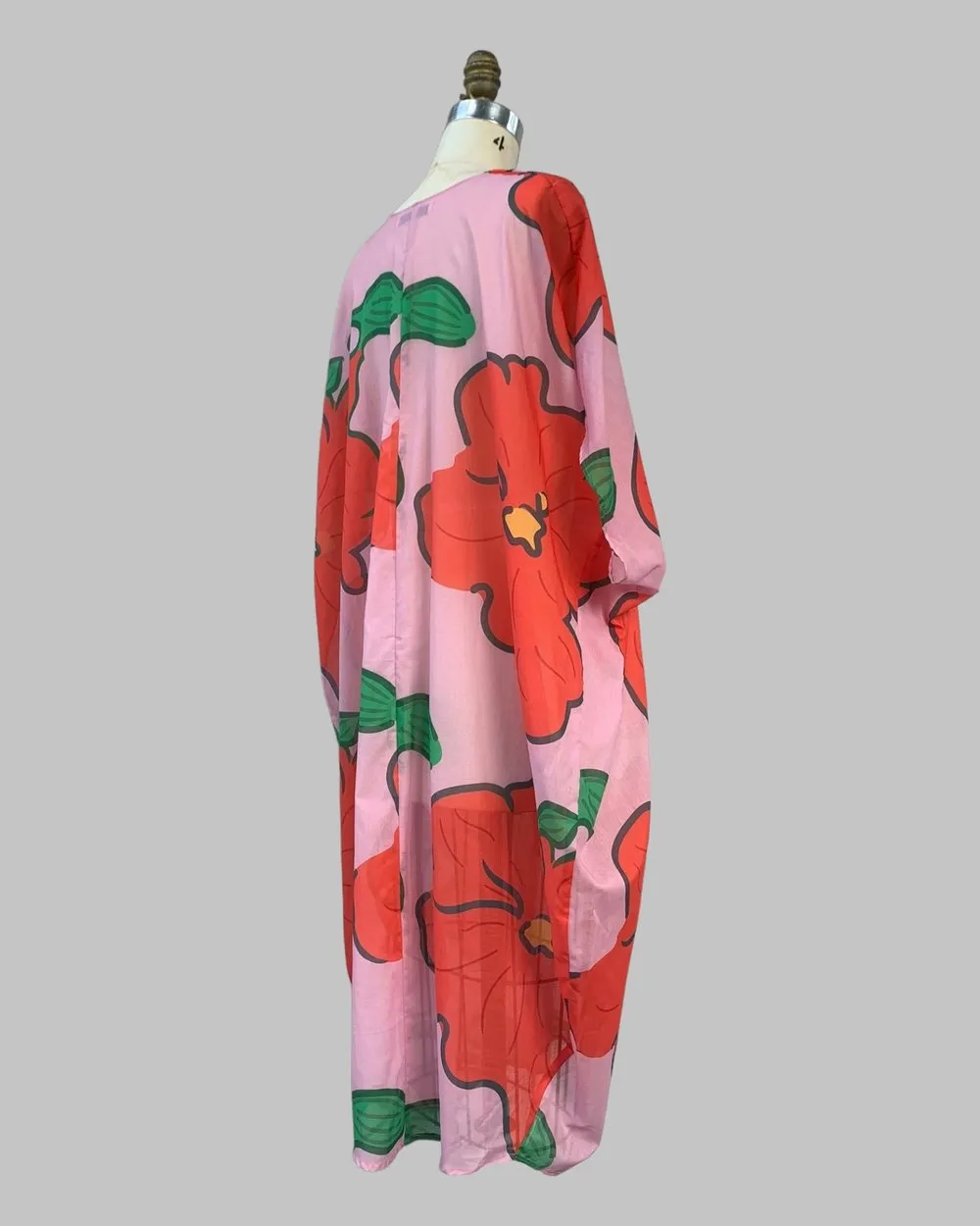 Jumbo Hibiscus Floral Print Kaftan