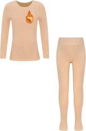 Kaerm Kids Girls Base Layers Warm Underwear Set Long Sleeve Fleece-Lined Undergarments Undershirt and Leggings