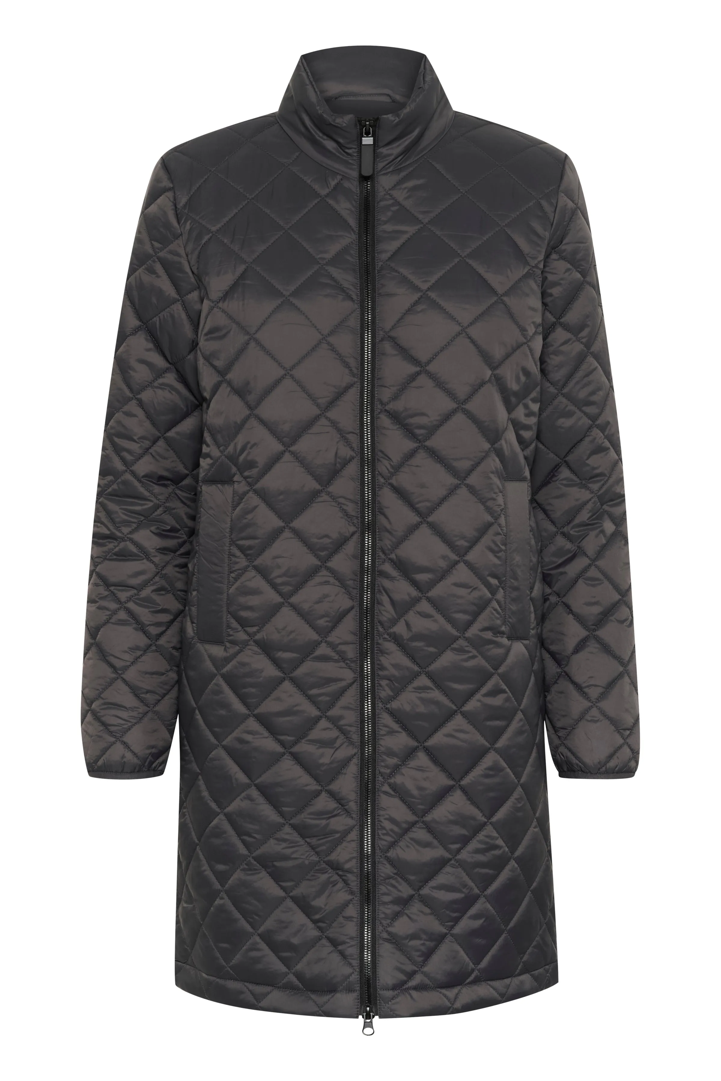 Kaffe Long Quilted Jacket || Black