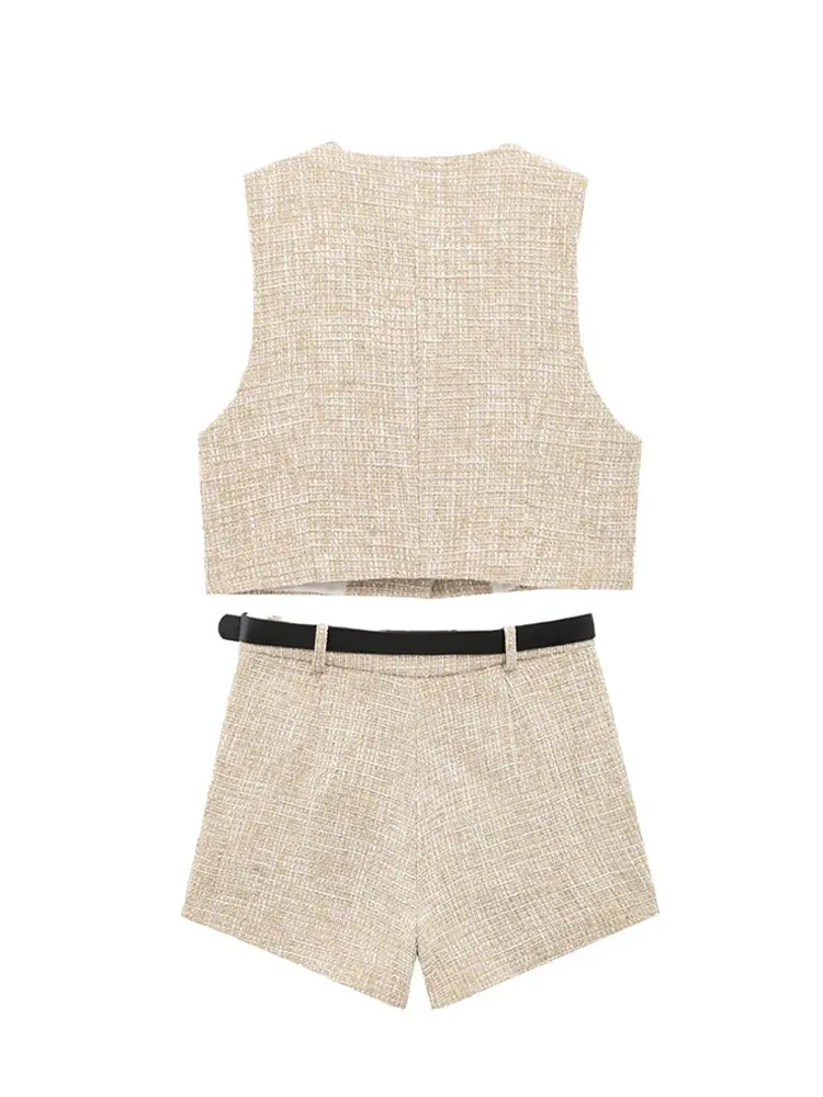 Lunara Tweed Skort Co-Ord Set  Elegant Cream or Black Two-Piece Outfit for Daytime Events & Occasionwear