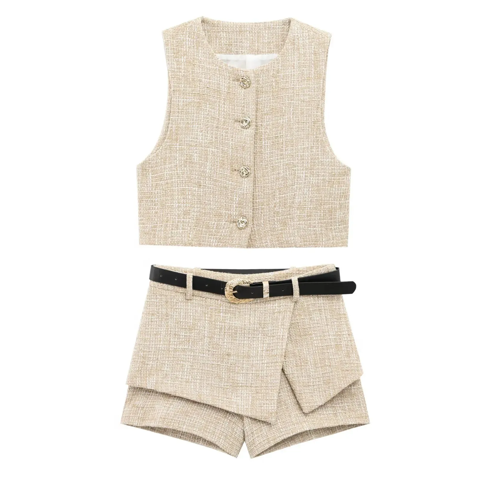 Lunara Tweed Skort Co-Ord Set  Elegant Cream or Black Two-Piece Outfit for Daytime Events & Occasionwear
