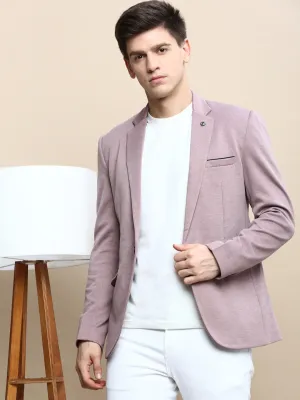 Men Mauve Notched Lapel Slim-Fit Single Breasted Blazer