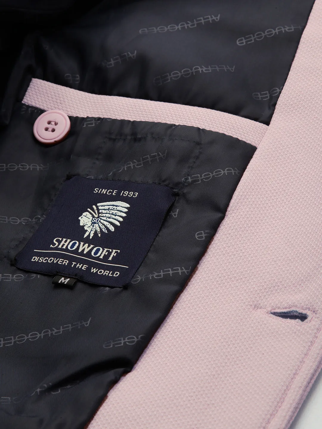 Men Pink Solid Single-Breasted Blazers