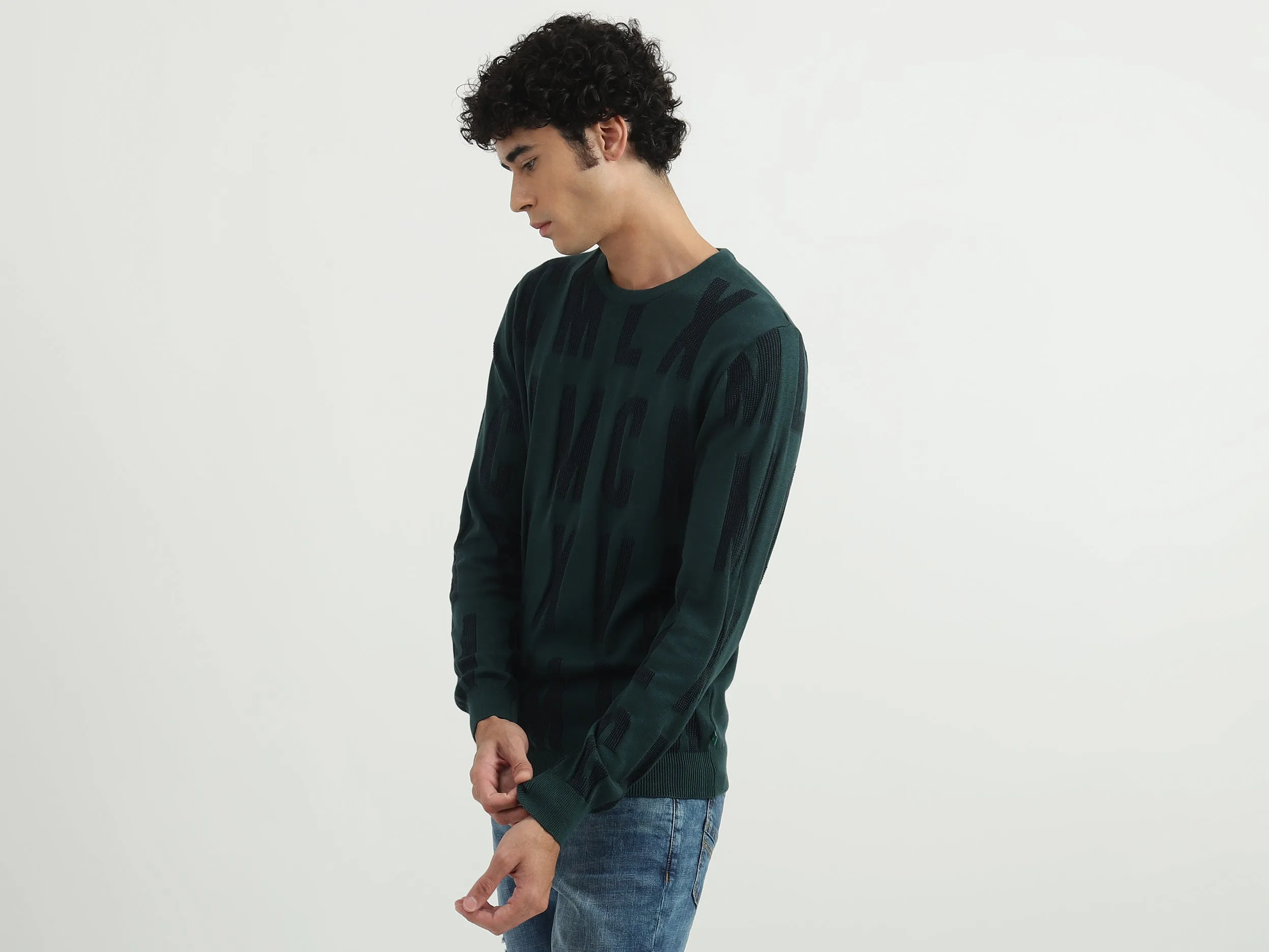 Men Printed Round Neck Sweater