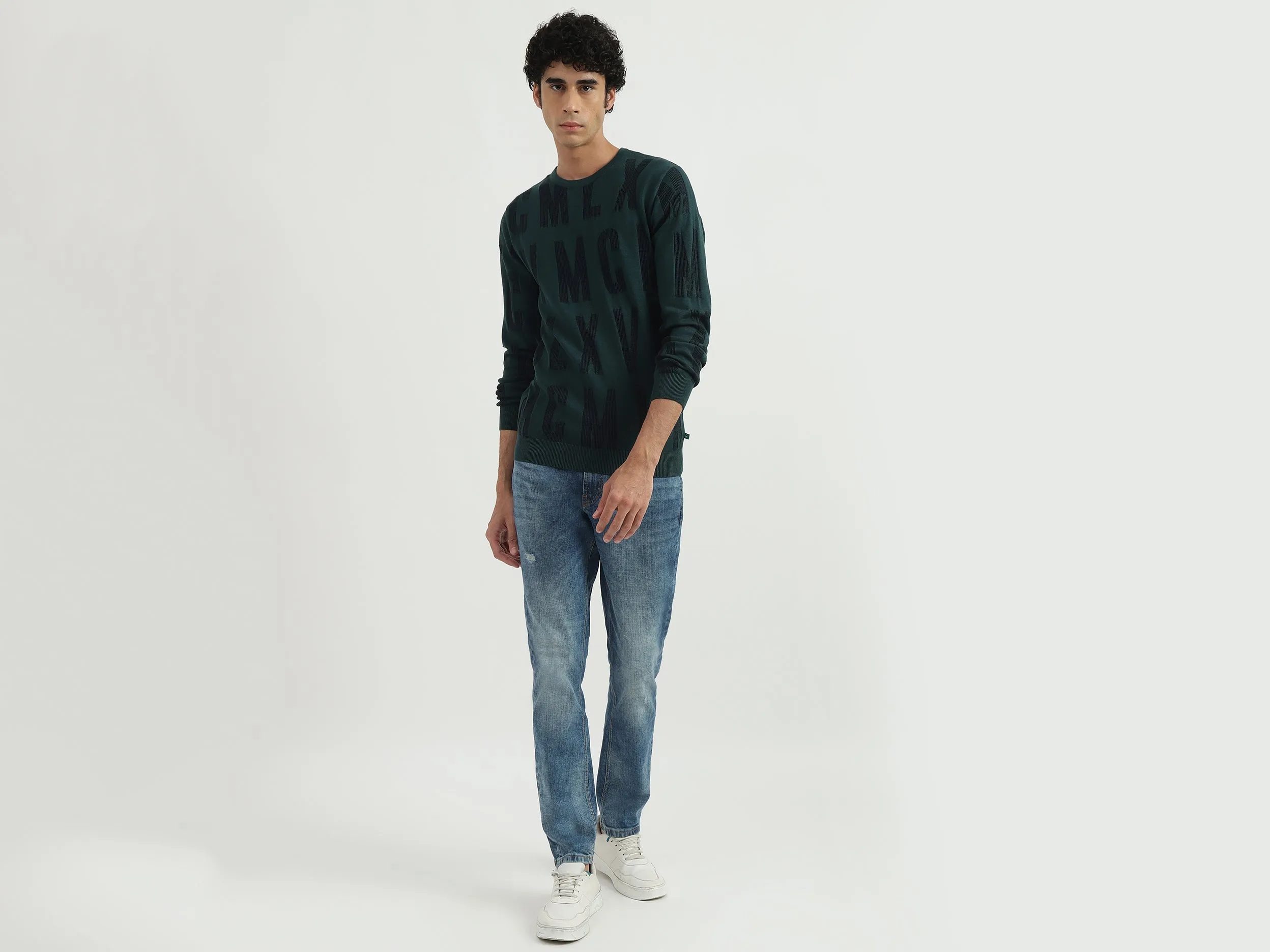 Men Printed Round Neck Sweater