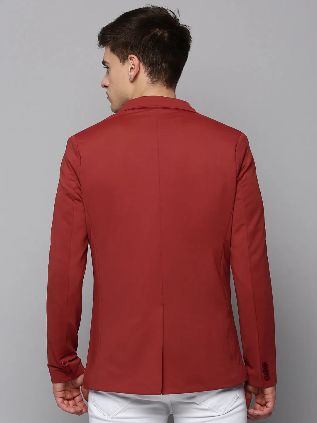Men Rust Single-Breasted Casual Blazers