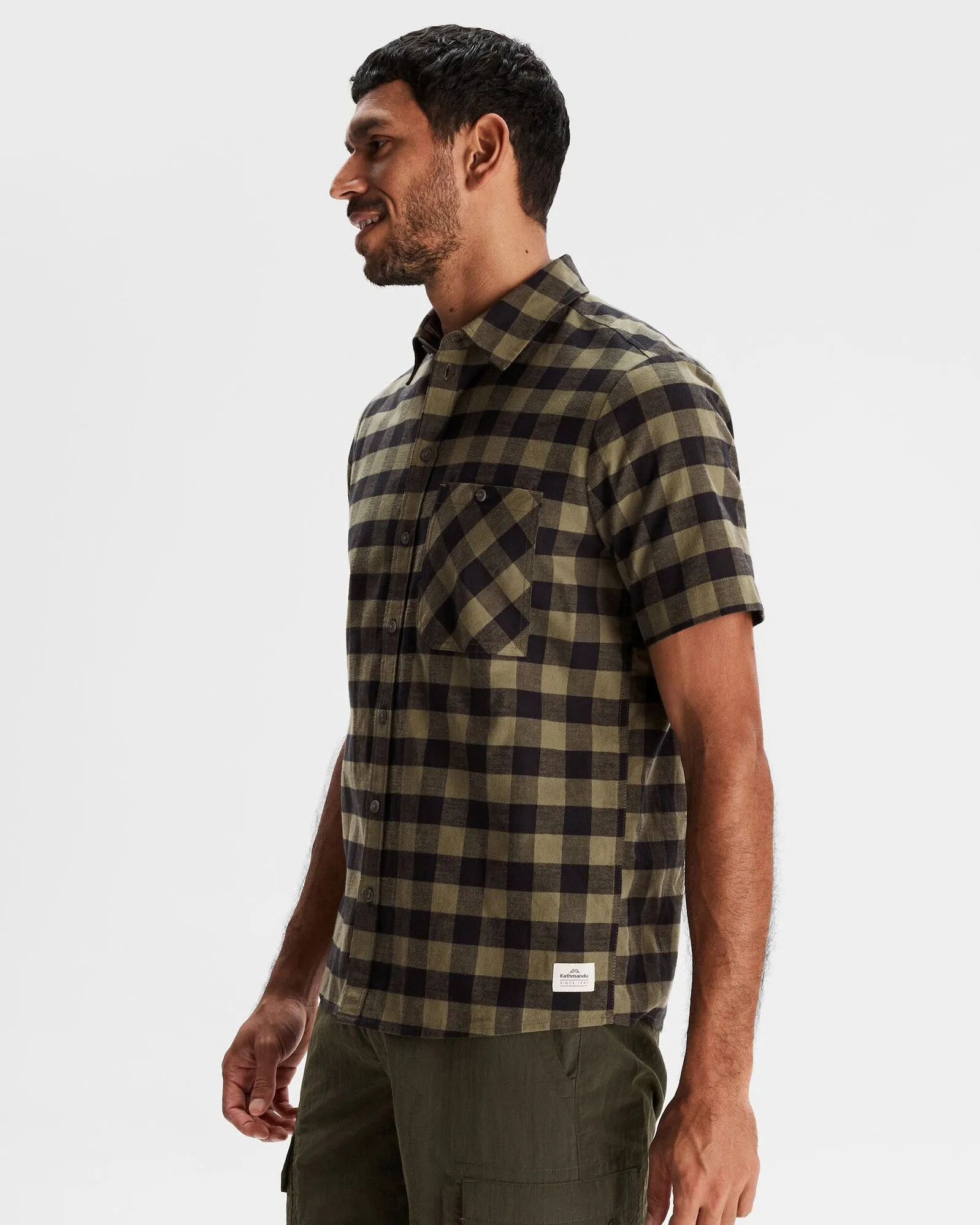 Men's Fyfe Short Sleeve Shirt - Light Moss Gingham