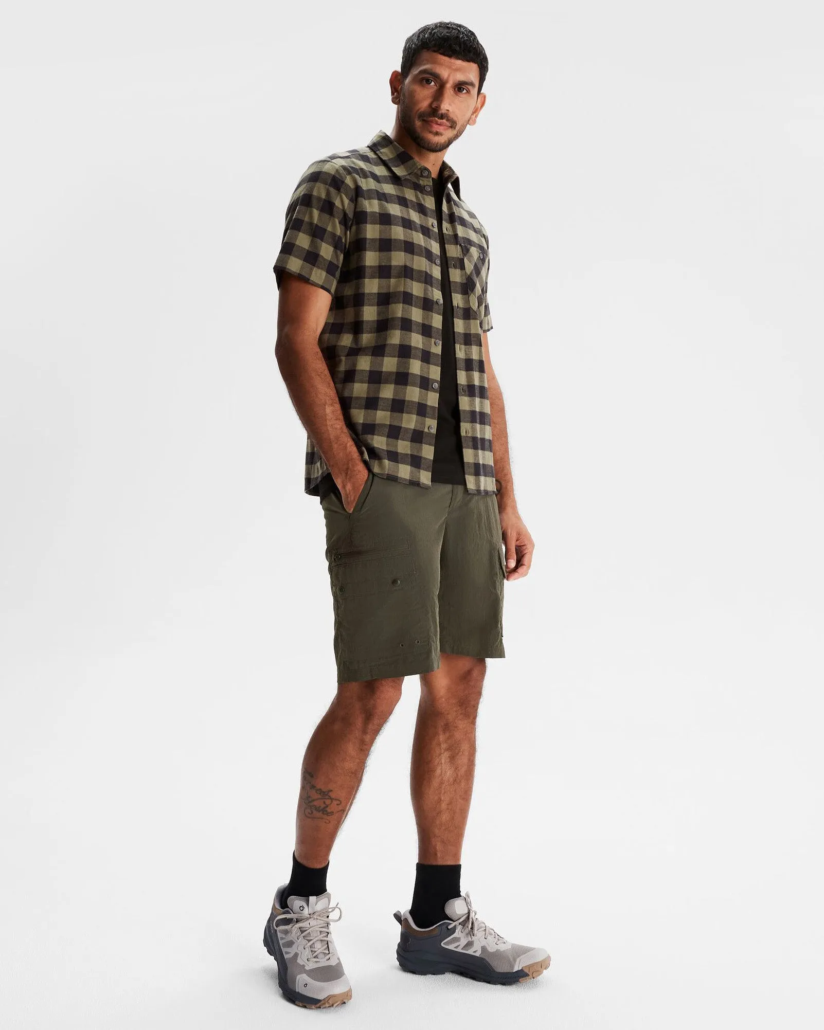 Men's Fyfe Short Sleeve Shirt - Light Moss Gingham
