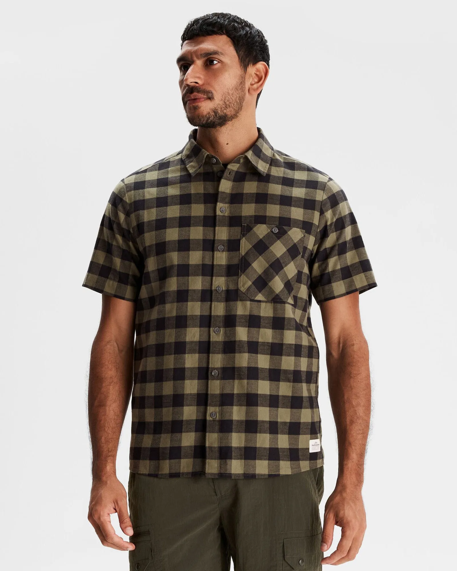 Men's Fyfe Short Sleeve Shirt - Light Moss Gingham