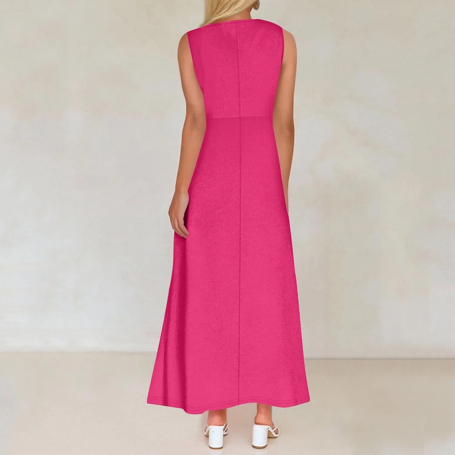 NBXNZWF Summer Dresses for Women 2025 Sleeveless Floral Print V Neck Sundresses Swing Flowy Beach Wedding Guest Maxi Dresses
