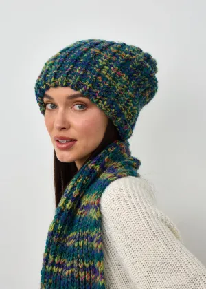 Oversized Double-Layer Wool Hat in Lilac & Yellow & Blue