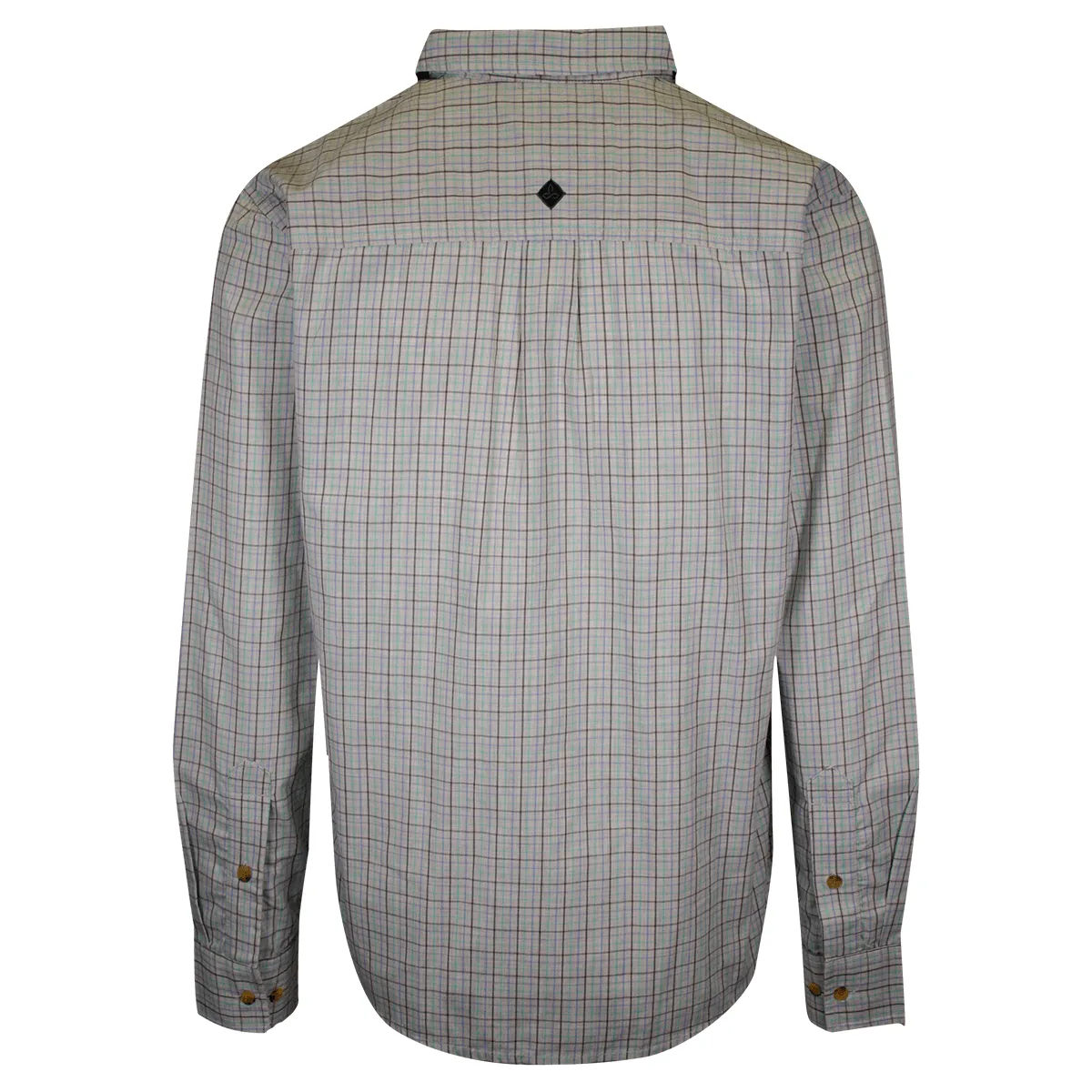 prAna Men's Aqua Blue Grey Mini Plaid L/S Woven Shirt (S73)