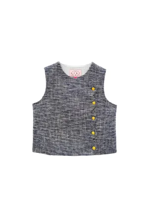 Scallop Top - Navy Tweed