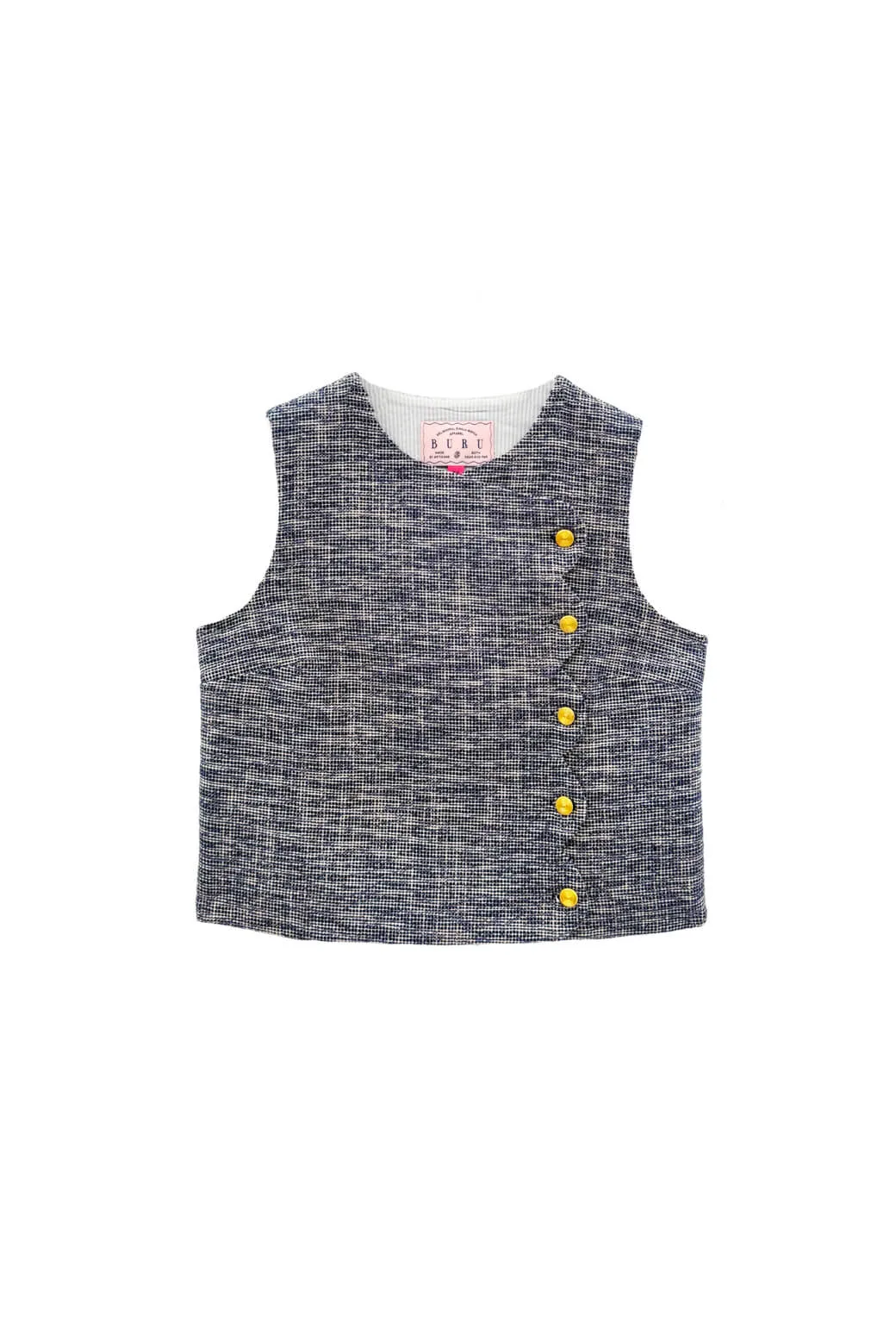 Scallop Top - Navy Tweed