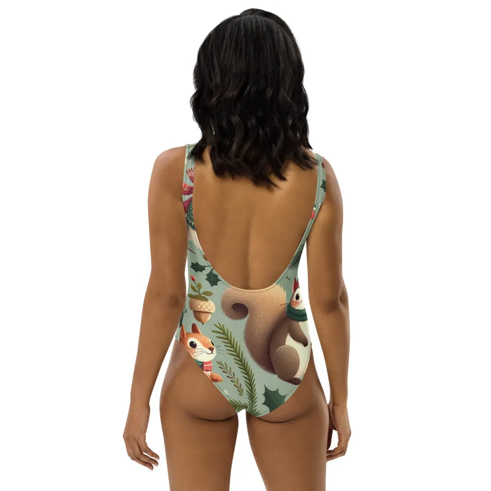 Whimsical Winter Wear One-Piece Swimsuit