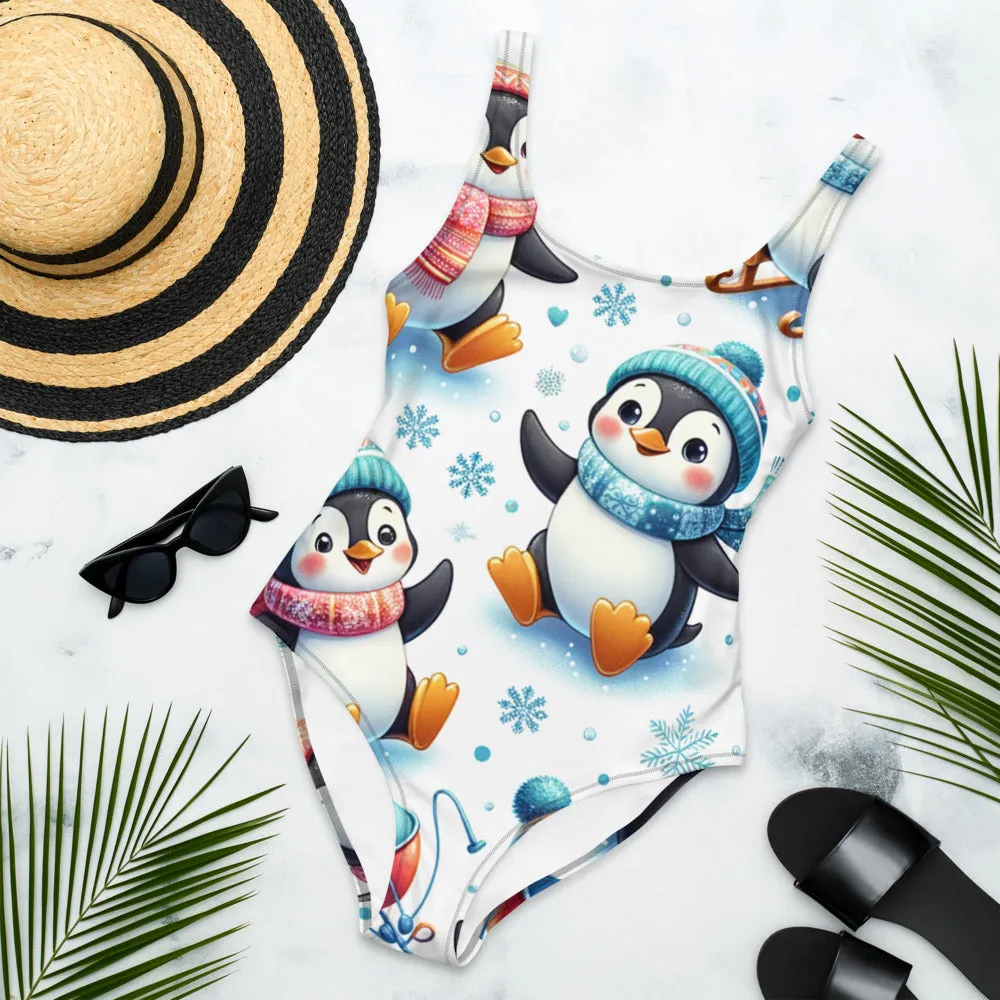 Whimsical Winter Wear One-Piece Swimsuit