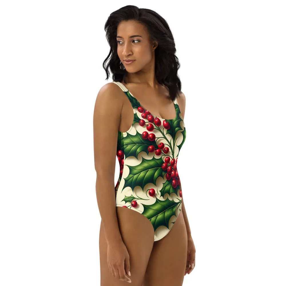 Whimsical Winter Wear One-Piece Swimsuit
