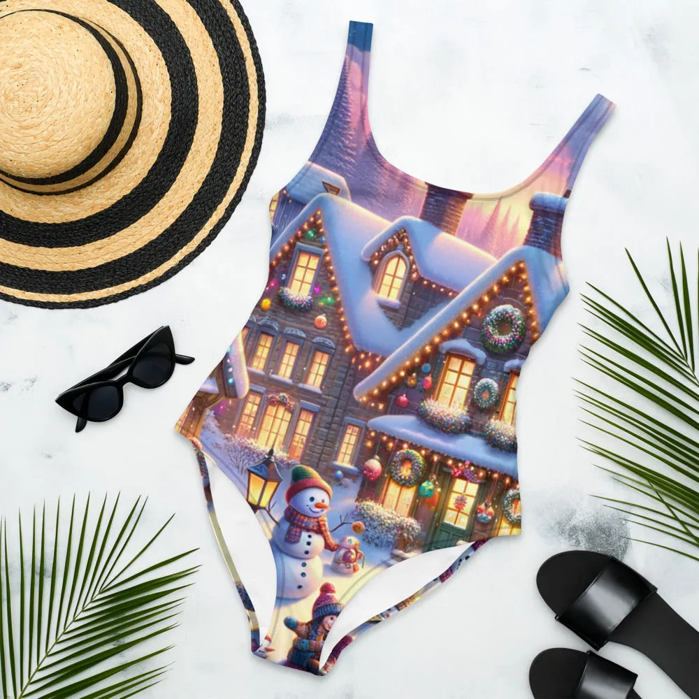 Whimsical Winter Wear One-Piece Swimsuit