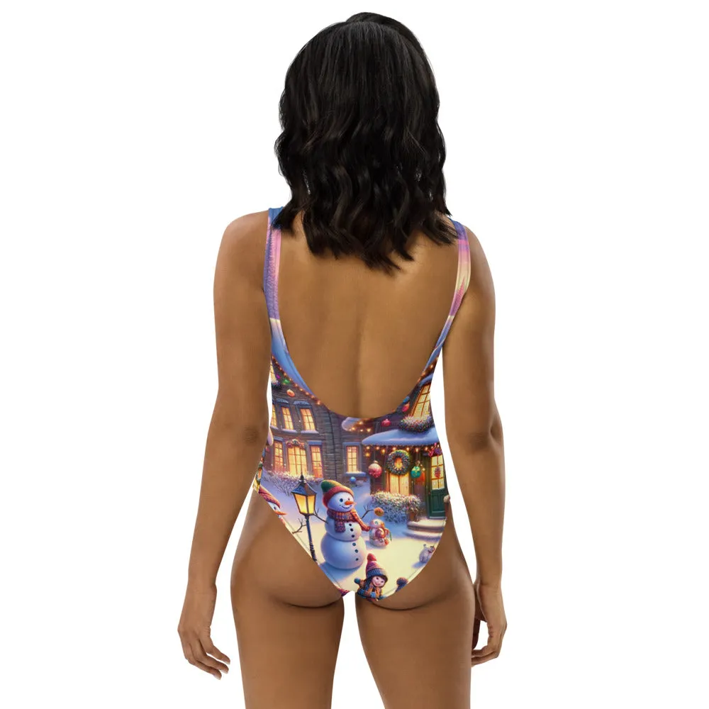Whimsical Winter Wear One-Piece Swimsuit