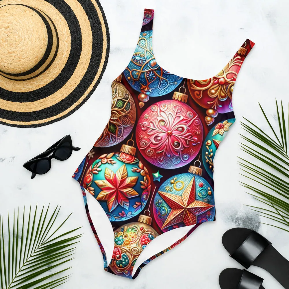 Whimsical Winter Wear One-Piece Swimsuit