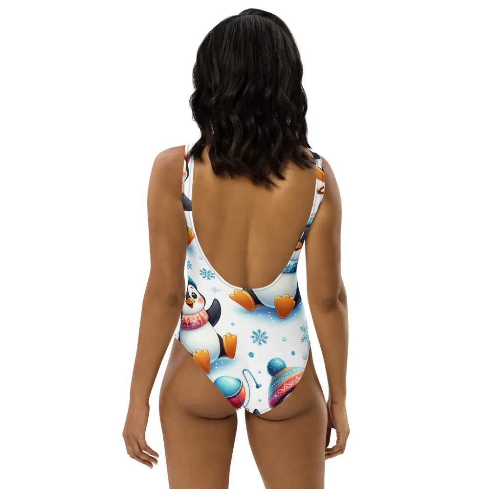 Whimsical Winter Wear One-Piece Swimsuit