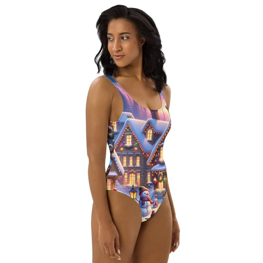 Whimsical Winter Wear One-Piece Swimsuit