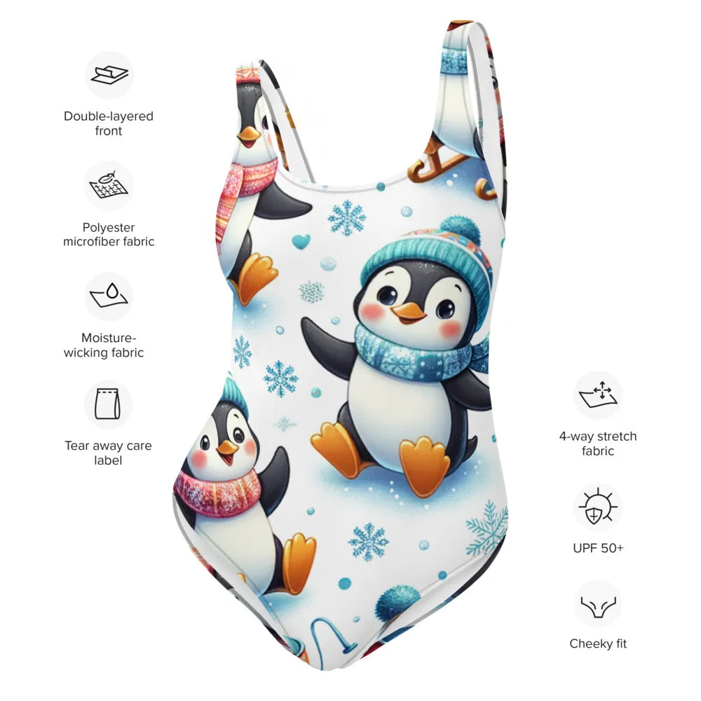Whimsical Winter Wear One-Piece Swimsuit