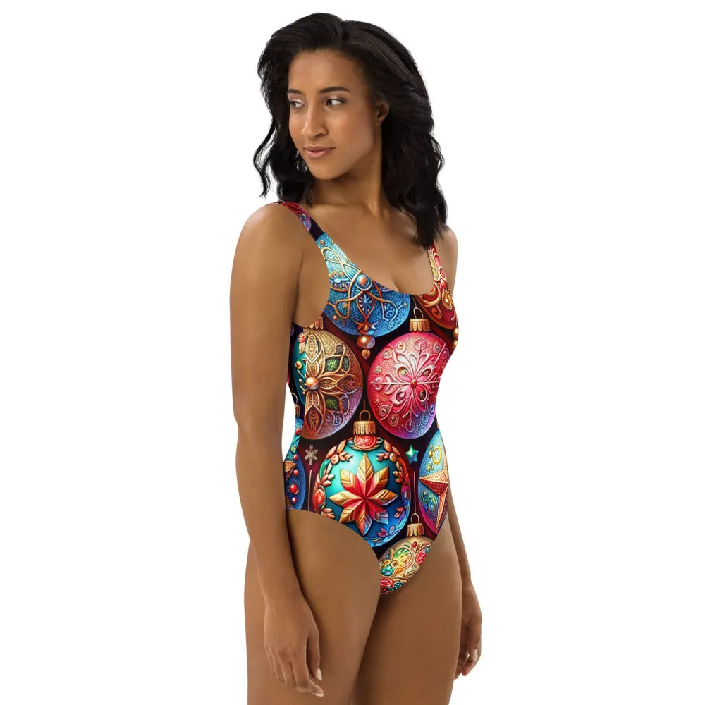 Whimsical Winter Wear One-Piece Swimsuit
