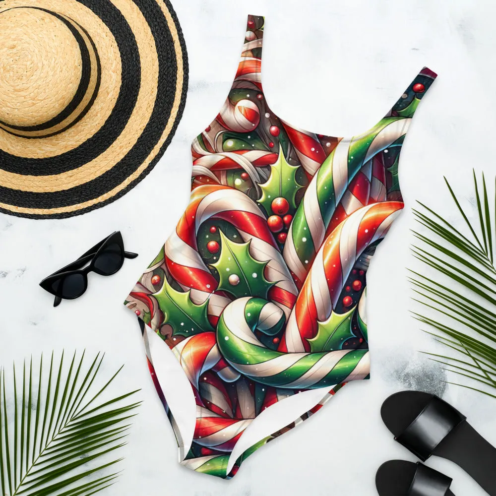 Whimsical Winter Wear One-Piece Swimsuit