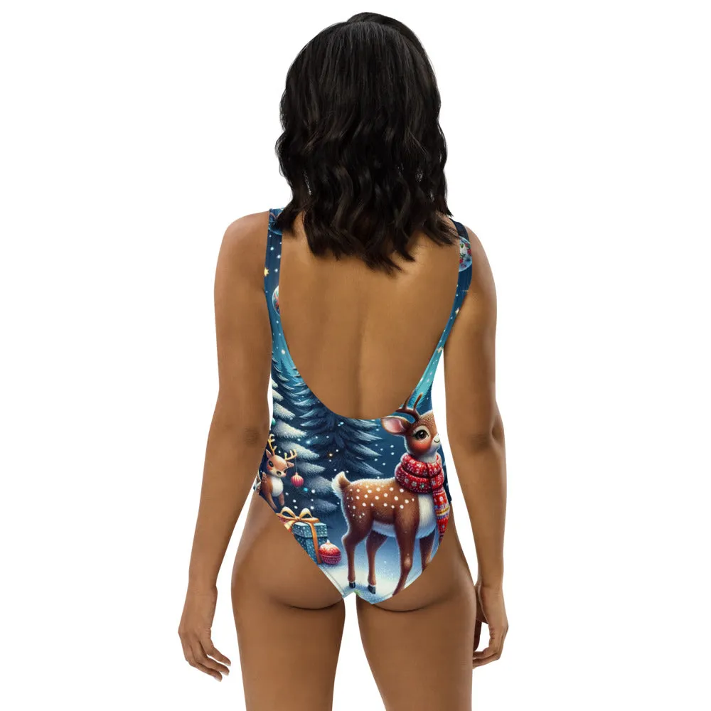 Whimsical Winter Wear One-Piece Swimsuit