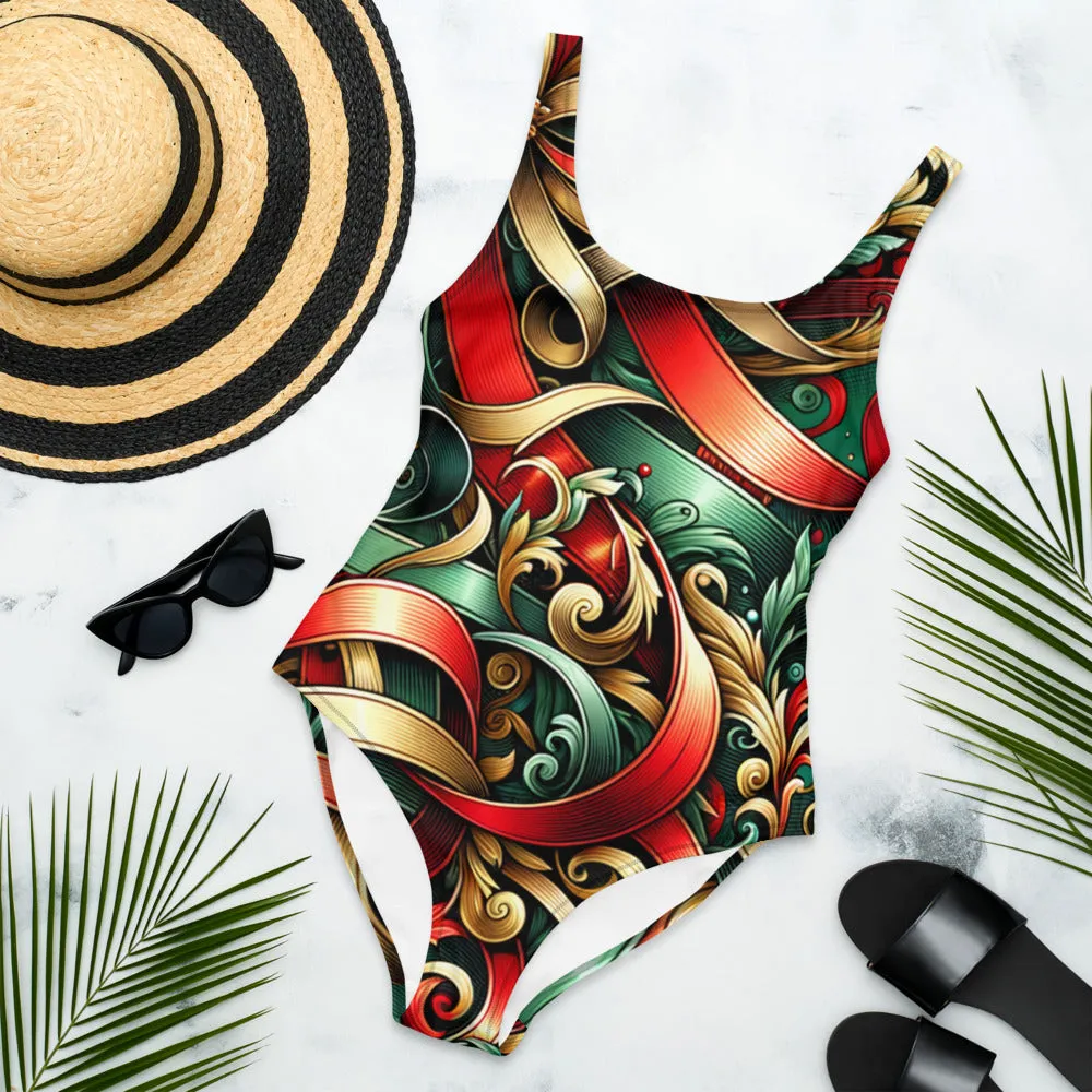 Whimsical Winter Wear One-Piece Swimsuit
