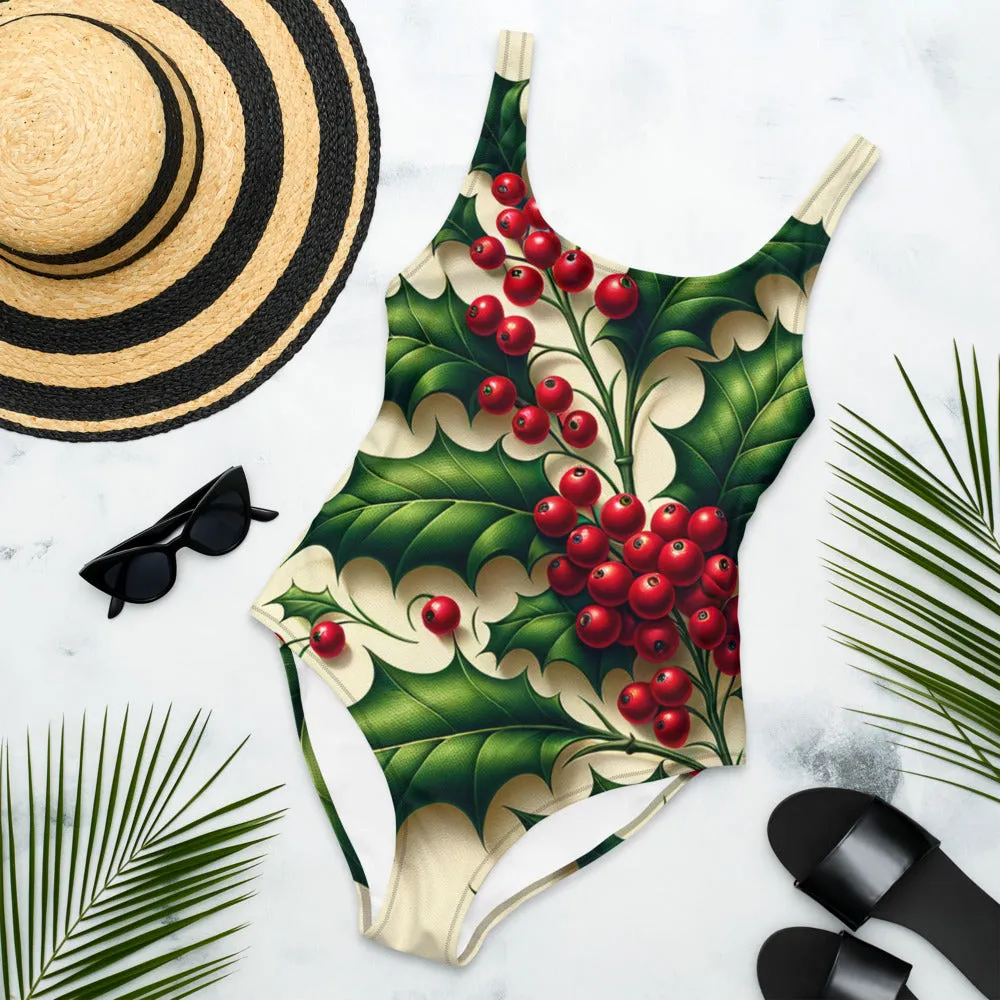 Whimsical Winter Wear One-Piece Swimsuit