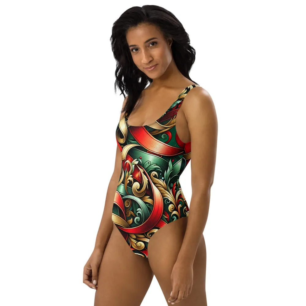 Whimsical Winter Wear One-Piece Swimsuit