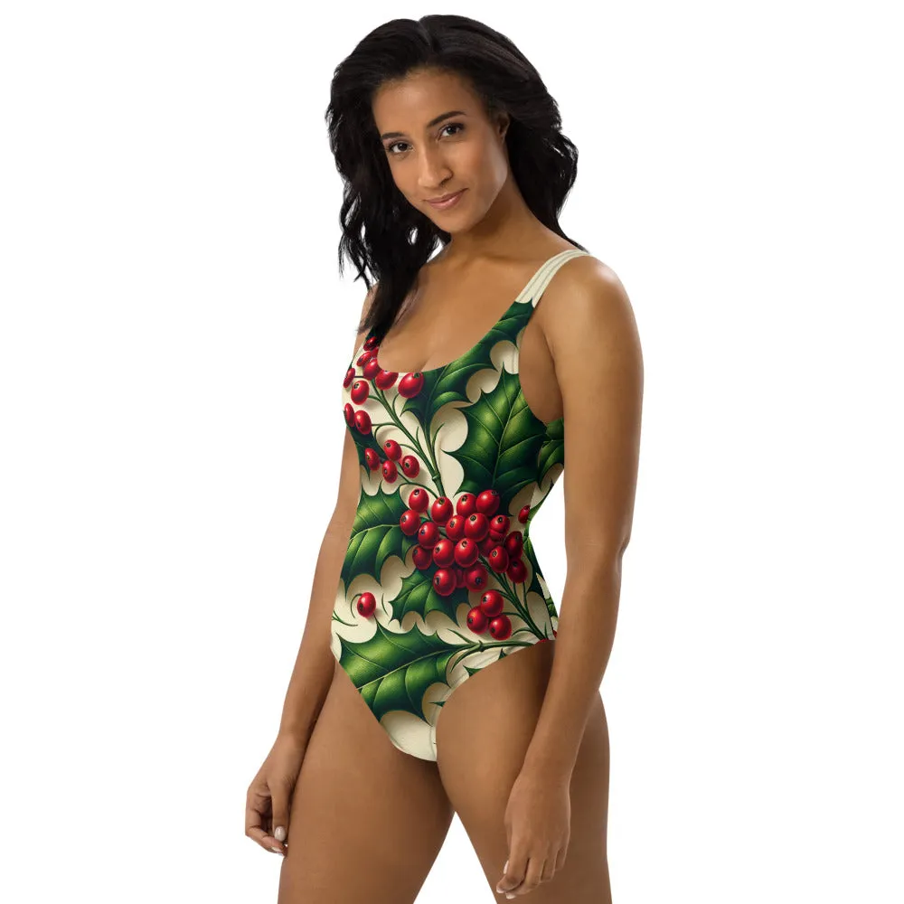 Whimsical Winter Wear One-Piece Swimsuit