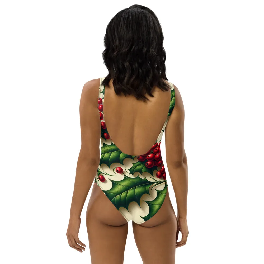 Whimsical Winter Wear One-Piece Swimsuit